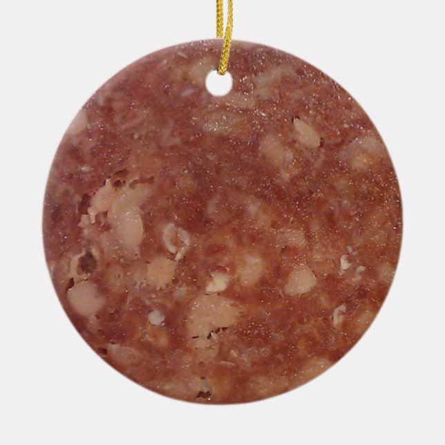 Genoa Salami Texture Ceramic Tree Decoration (Front)