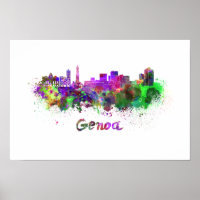 Genoa skyline in watercolor