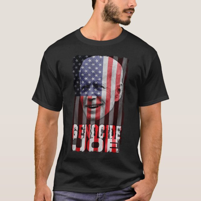 Genocide Joe Biden Anti Biden American Flag Vampir T-Shirt (Front)
