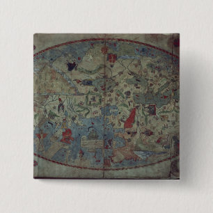 Genoese world map, designed by Toscanelli 15 Cm Square Badge