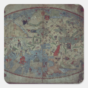 Genoese world map, designed by Toscanelli Square Sticker