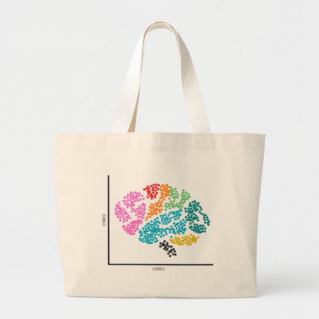 Genomics Single Cell Brain & I Heart scRNAseq Large Tote Bag (Front)