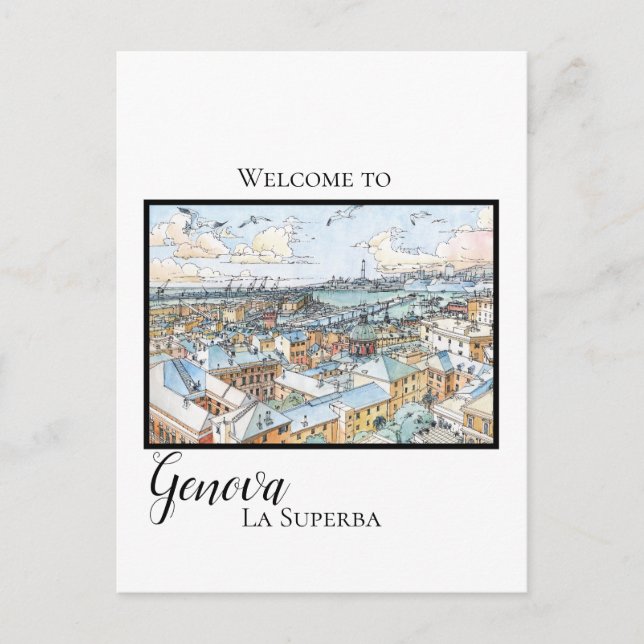 Genova la superba - panoramic- holiday postcard (Front)