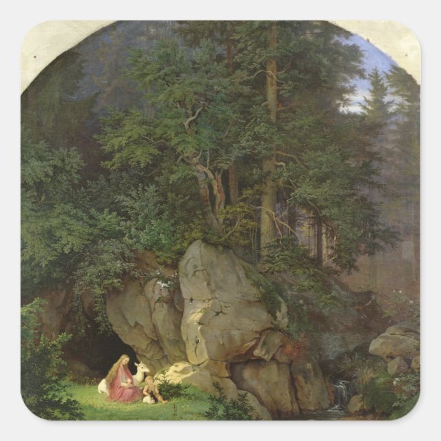 Genoveva in the Wood Clearing, 1839-41 Square Sticker (Front)