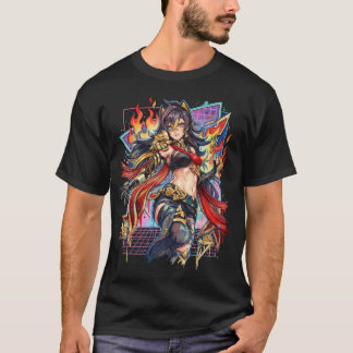 Genshin Dehya Long Dark Golden Streaked Hair Vapou T-Shirt