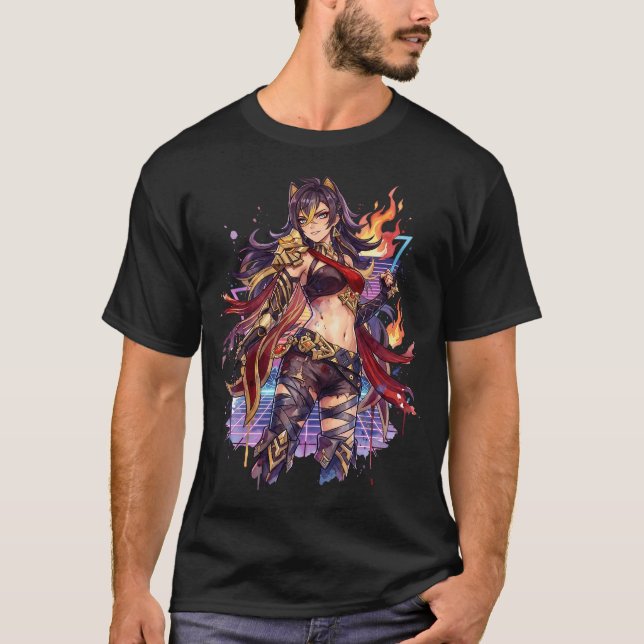 Genshin Impact Dehya Vaporwave Aesthetic T-Shirt (Front)