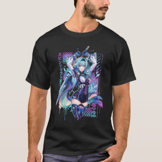 Genshin Impact Eula Vaporwave Aesthetic Neon Synth T-Shirt