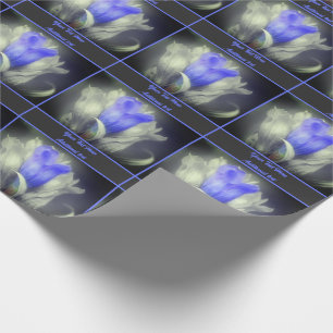 Gentian Flower Black And White Personalised Wrapping Paper