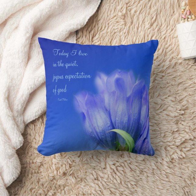 Gentian Flower Life Attitude Inspirational Quote  Cushion (Blanket)