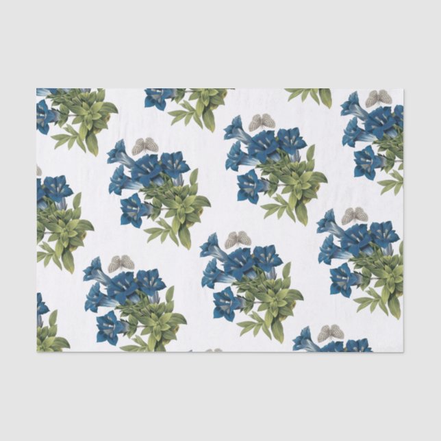 Gentian Flower with Butterfly Pattern Tissue Paper (Front)
