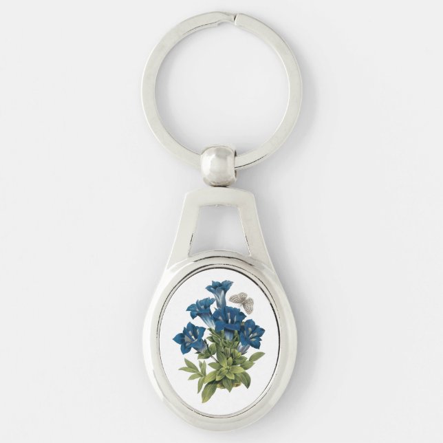 gentian(Gentianae acaulis) by Redouté Key Ring (Front)