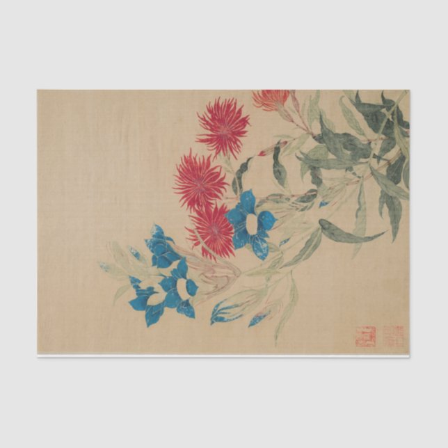 Gentiana and Red Lychnis by Ma Yuanyu Tissue Paper (Front)