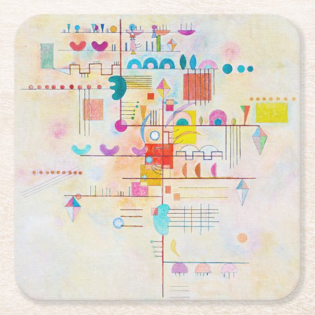 Gentle Accent, Wassily Kandinsky Square Paper Coaster (Front)
