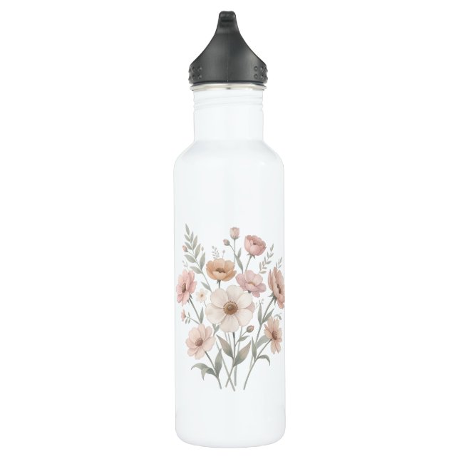 Gentle Anemone Bouquet Watercolor Softness 710 Ml Water Bottle (Right)