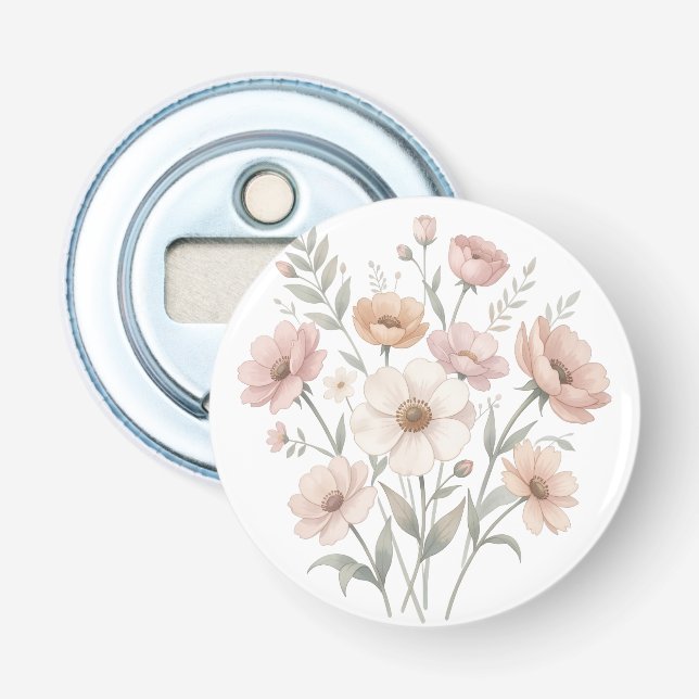Gentle Anemone Bouquet Watercolor Softness Bottle Opener (Front)