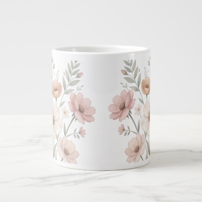Gentle Anemone Bouquet Watercolor Softness Large Coffee Mug (Front)