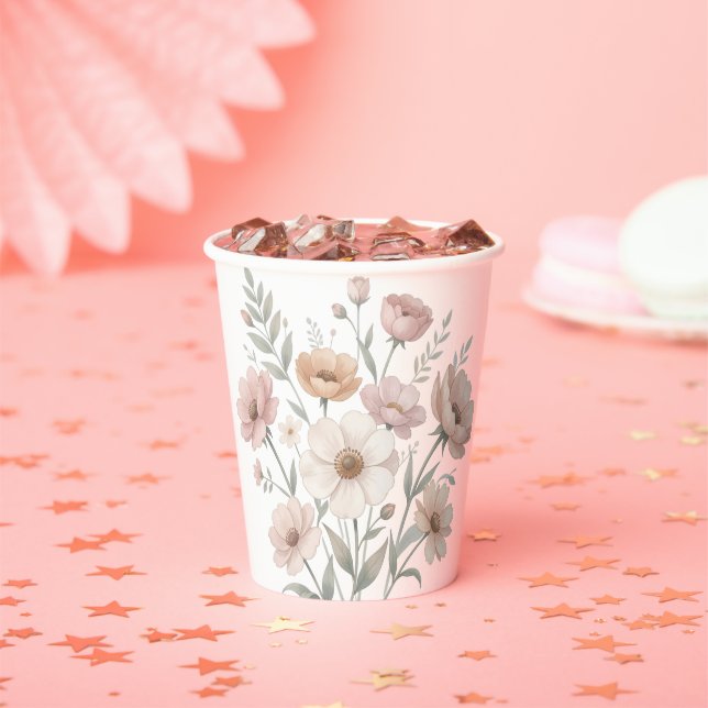 Gentle Anemone Bouquet Watercolor Softness Paper Cups (Insitu)