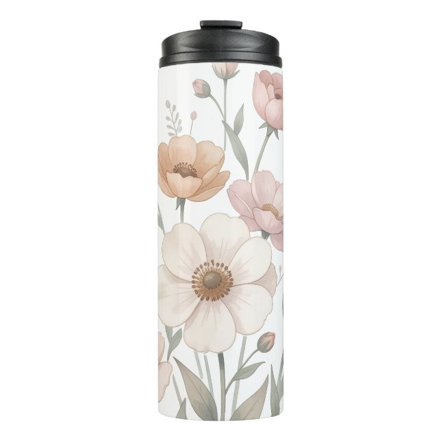 Gentle Anemone Bouquet Watercolor Softness Thermal Tumbler (Front)