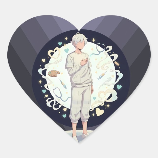 Gentle Anime Doctor Art Heart Sticker (Front)