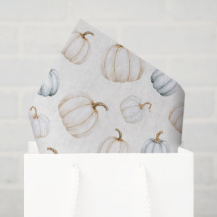 Gentle Autumn Blue White Pumpkins Tissue Paper