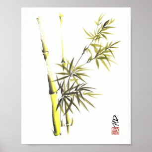 Gentle Bamboo Harmony Chinese Brush Art Poster