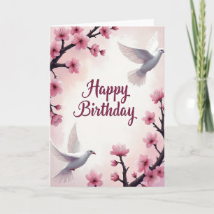 Gentle Birthday Floral Bird Card