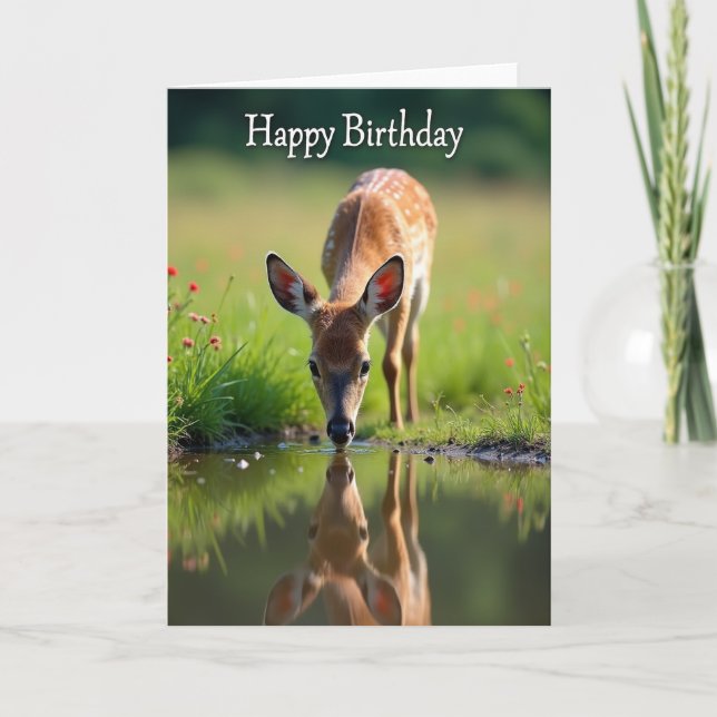 Gentle Birthday Spotted Fawn Card (Front)