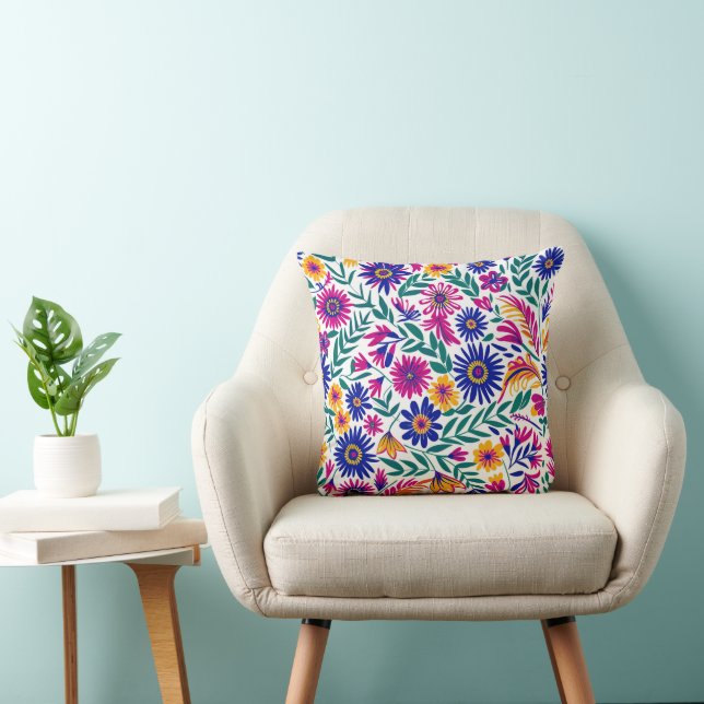 Gentle Bloom Aesthetic 16x16 Throw Pillow (Chair)