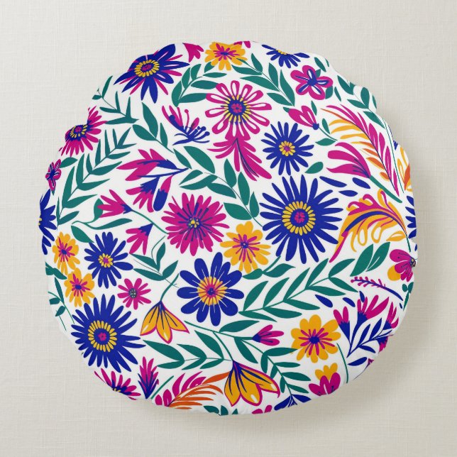 Gentle Bloom Aesthetic Round Pillow (Front)