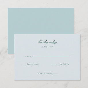 Gentle Blue Minimalist Calligraphy RSVP Card
