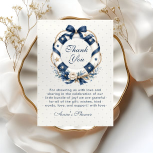 Gentle Blue Polka Dot Nautical Life Ring Thank You Card