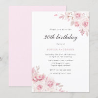 Gentle Blush Elegant Flowers 30th Birthday Party