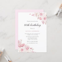 Gentle Blush Elegant Flowers Womans 80th Birthday