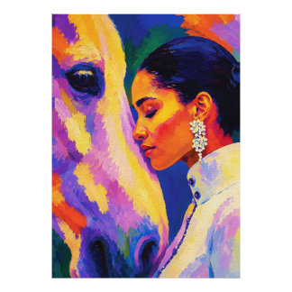 Gentle Bond – Woman and Horse Fauvist Portrait Photo Print