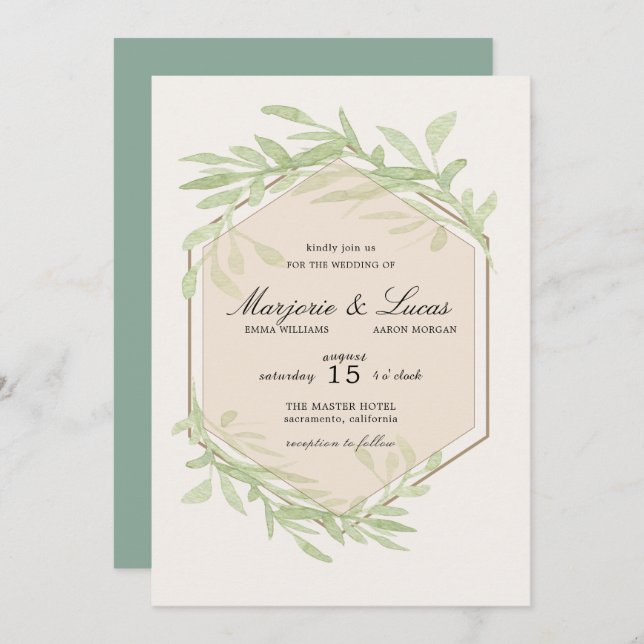 Gentle Botanics Wedding Invitation (Front/Back)