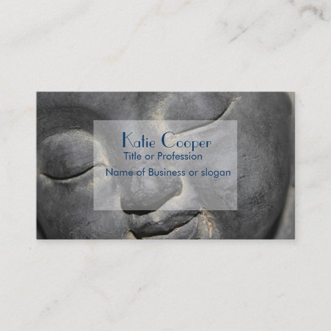 Gentle Buddha Face Stone Sculpture Business Card (Front)