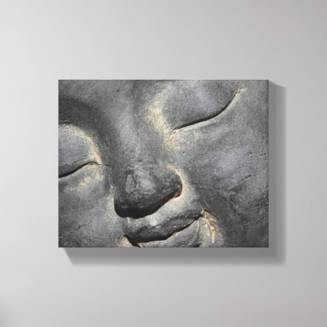 Gentle Buddha Face Stone Sculpture Canvas Print (Front)
