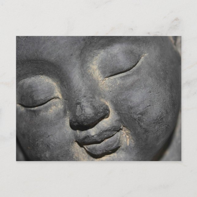 Gentle Buddha Face Stone Sculpture Postcard (Front)