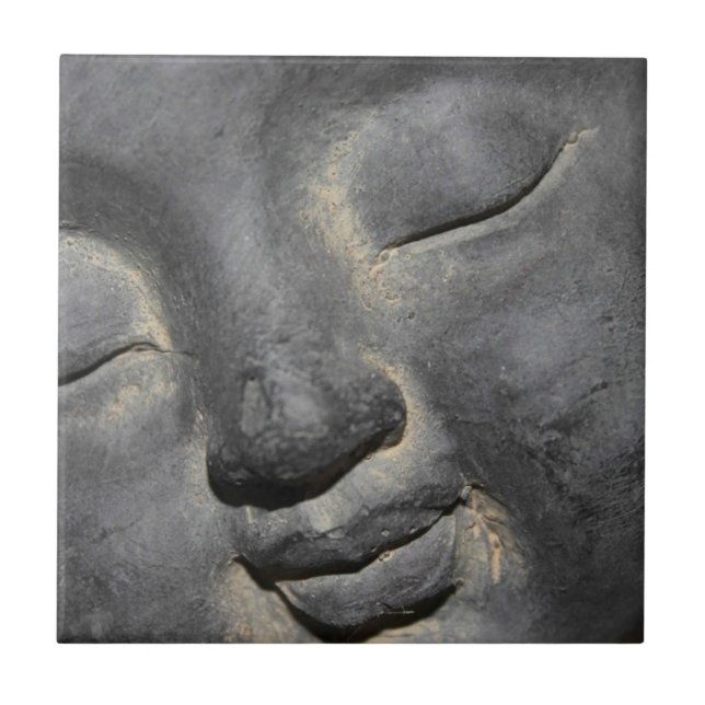 Gentle Buddha Face Stone Sculpture Tile (Front)