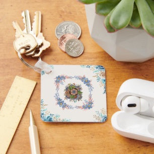 Gentle Calm, Delicate Pastel Botanicals Key Ring