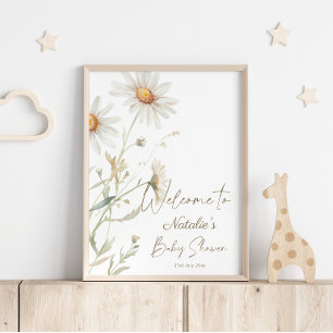 Gentle Daisy Petal Floral Baby Shower Welcome Sign