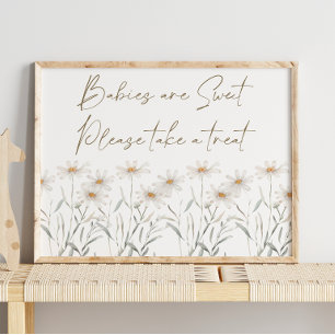 Gentle Daisy Petals Baby Shower Sweet Favour Sign
