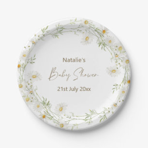 Gentle Daisy Petals Floral Baby Shower Party Paper Plate