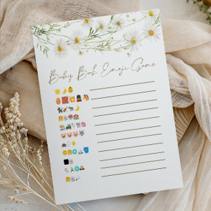 Gentle Daisy Petals Floral Emoji Baby Shower Game Poster