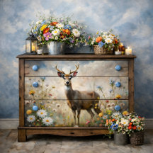 Gentle Deer in Wildflower Meadow Decoupage