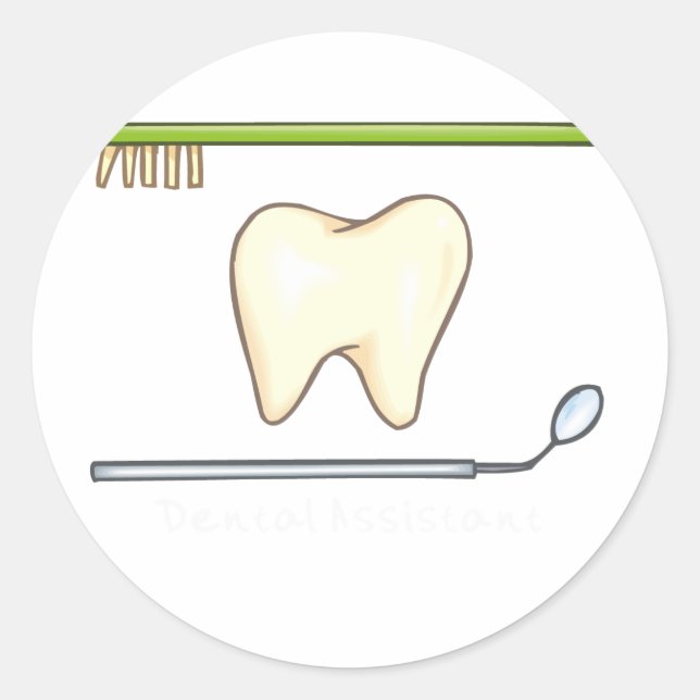 Gentle Dental- tooth mirror brush Classic Round Sticker (Front)