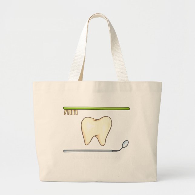 Gentle Dental- tooth mirror explorer Large Tote Bag (Front)