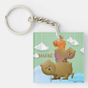 Gentle design of a bear family key ring