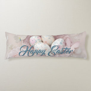 Gentle Easter Joy with Floral Motif Body Cushion