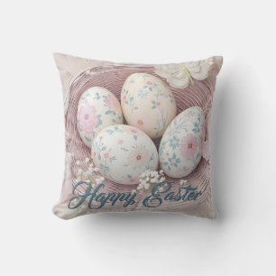 Gentle Easter Joy with Floral Motif Cushion